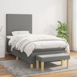 Casa si Gradina - Mobilier - Paturi si accesorii - Paturi - Pat box spring cu saltea, gri inchis, 90x190 cm, textil - Infinity.ro