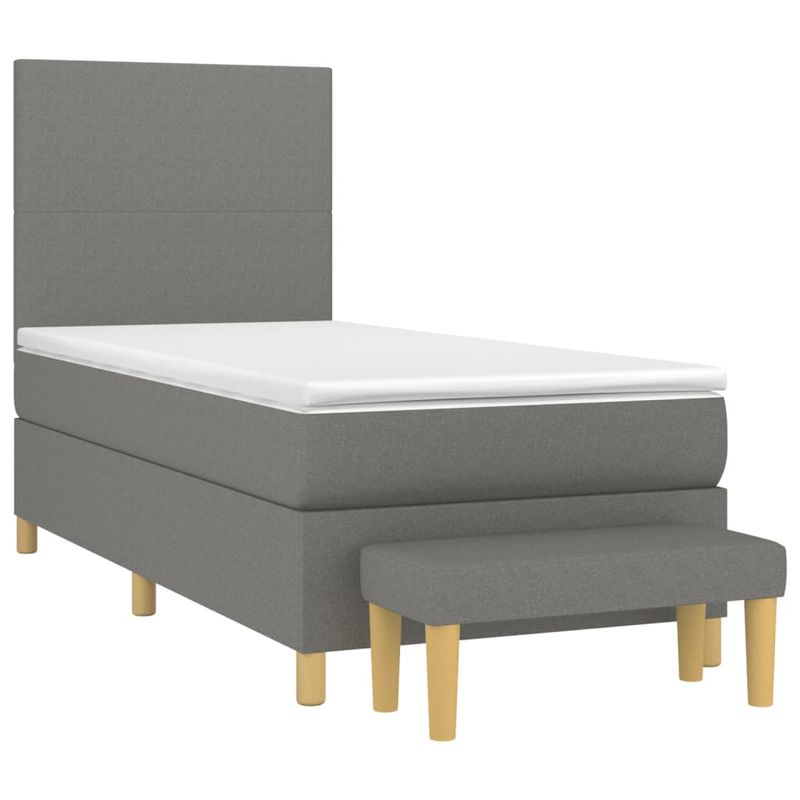 Casa si Gradina - Mobilier - Paturi si accesorii - Paturi - Pat box spring cu saltea, gri inchis, 90x190 cm, textil - Infinity.ro