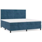 Casa si Gradina - Mobilier - Paturi si accesorii - Paturi - Pat box spring cu saltea, albastru inchis, 200x200 cm, catifea - Infinity.ro