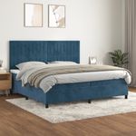 Casa si Gradina - Mobilier - Paturi si accesorii - Paturi - Pat box spring cu saltea, albastru inchis, 200x200 cm, catifea - Infinity.ro
