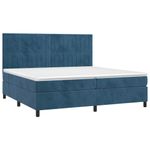 Casa si Gradina - Mobilier - Paturi si accesorii - Paturi - Pat box spring cu saltea, albastru inchis, 200x200 cm, catifea - Infinity.ro