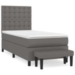Casa si Gradina - Mobilier - Paturi si accesorii - Paturi - Pat box spring cu saltea, gri, 90x190 cm, piele ecologica - Infinity.ro