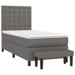 Casa si Gradina - Mobilier - Paturi si accesorii - Paturi - Pat box spring cu saltea, gri, 90x190 cm, piele ecologica - Infinity.ro