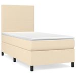 Casa si Gradina - Mobilier - Paturi si accesorii - Paturi - Pat box spring cu saltea, crem, 80x200 cm, textil - Infinity.ro