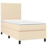 Casa si Gradina - Mobilier - Paturi si accesorii - Paturi - Pat box spring cu saltea, crem, 80x200 cm, textil - Infinity.ro