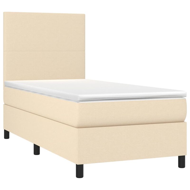 Casa si Gradina - Mobilier - Paturi si accesorii - Paturi - Pat box spring cu saltea, crem, 80x200 cm, textil - Infinity.ro