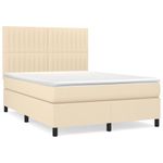 Casa si Gradina - Mobilier - Paturi si accesorii - Paturi - Pat box spring cu saltea, crem, 140x200 cm, textil - Infinity.ro