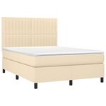 Casa si Gradina - Mobilier - Paturi si accesorii - Paturi - Pat box spring cu saltea, crem, 140x200 cm, textil - Infinity.ro