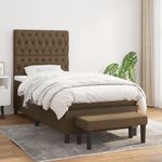 Casa si Gradina - Mobilier - Paturi si accesorii - Paturi - Pat box spring cu saltea, maro inchis, 90x190 cm, textil - Infinity.ro