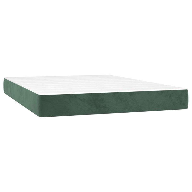 Casa si Gradina - Mobilier - Paturi si accesorii - Paturi - Pat box spring cu saltea, verde inchis, 140x190 cm, catifea - Infinity.ro