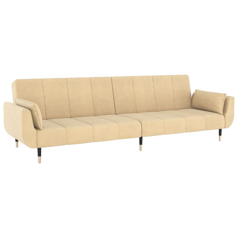 Casa si Gradina - Mobilier - Canapele si coltare - Canapele - Canapea extensibila cu 2 locuri, 2 perne, crem, catifea - Infinity.ro