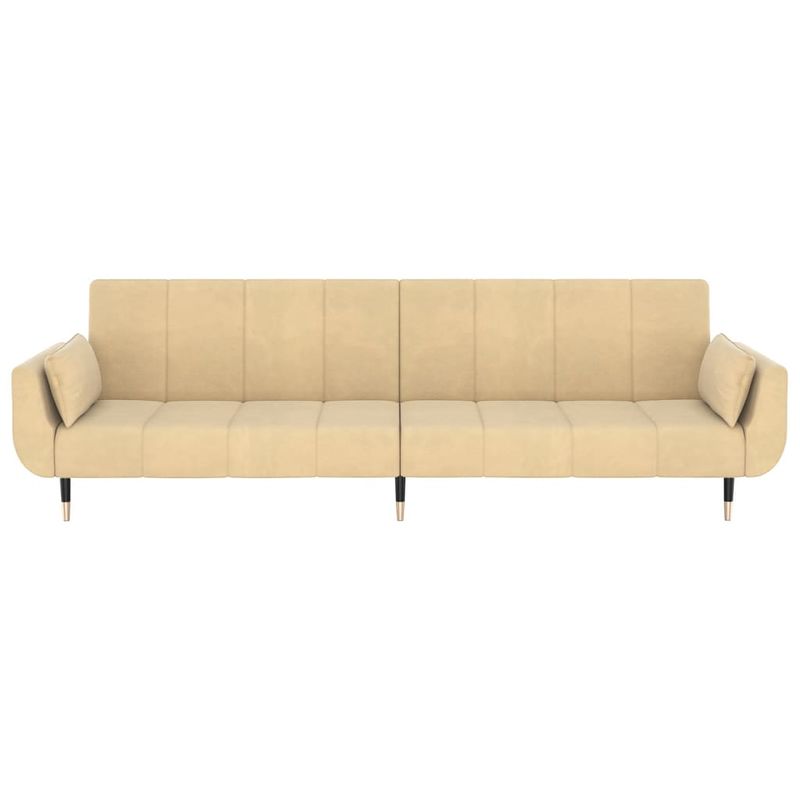 Casa si Gradina - Mobilier - Canapele si coltare - Canapele - Canapea extensibila cu 2 locuri, 2 perne, crem, catifea - Infinity.ro