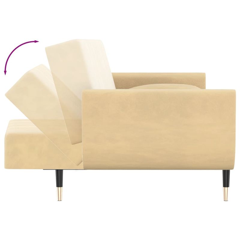 Casa si Gradina - Mobilier - Canapele si coltare - Canapele - Canapea extensibila cu 2 locuri, 2 perne, crem, catifea - Infinity.ro