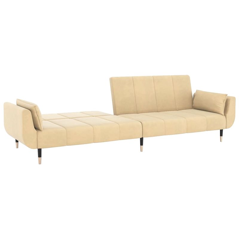 Casa si Gradina - Mobilier - Canapele si coltare - Canapele - Canapea extensibila cu 2 locuri, 2 perne, crem, catifea - Infinity.ro
