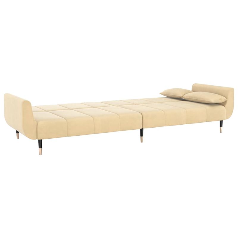 Casa si Gradina - Mobilier - Canapele si coltare - Canapele - Canapea extensibila cu 2 locuri, 2 perne, crem, catifea - Infinity.ro