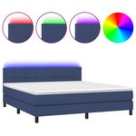 Casa si Gradina - Mobilier - Paturi si accesorii - Paturi - Pat cu arcuri, saltea si LED, albastru, 160x200 cm, textil - Infinity.ro