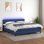 Casa si Gradina - Mobilier - Paturi si accesorii - Paturi - Pat cu arcuri, saltea si LED, albastru, 160x200 cm, textil - Infinity.ro