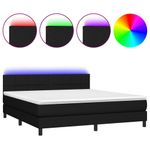 Casa si Gradina - Mobilier - Paturi si accesorii - Paturi - Pat cu arcuri, saltea si LED, negru, 160x200 cm, textil - Infinity.ro