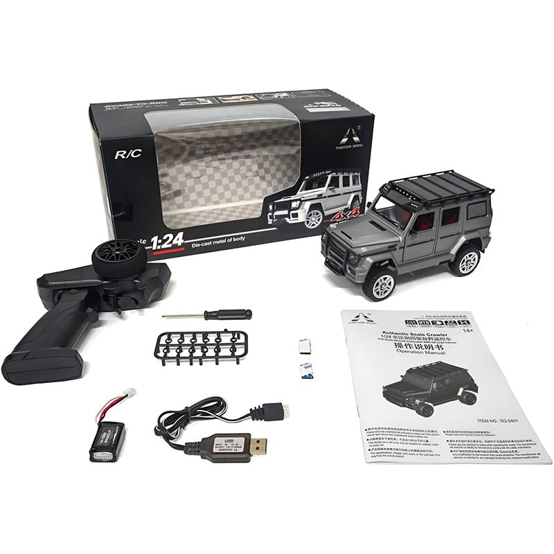 Jucarii, Copii si Bebe - Jucarii si jocuri - Vehicule si jucarii cu telecomanda - Masinute - Masina RC cu telecomanda, OFF-ROAD 1:24 4WD, RTR, 2,4 GHz,  gri - Infinity.ro