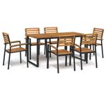 Casa si Gradina - Gradina si terasa - Mobilier exterior - Seturi mobila gradina - Set mobilier de gradina, 7 piese, lemn masiv de acacia si metal - Infinity.ro