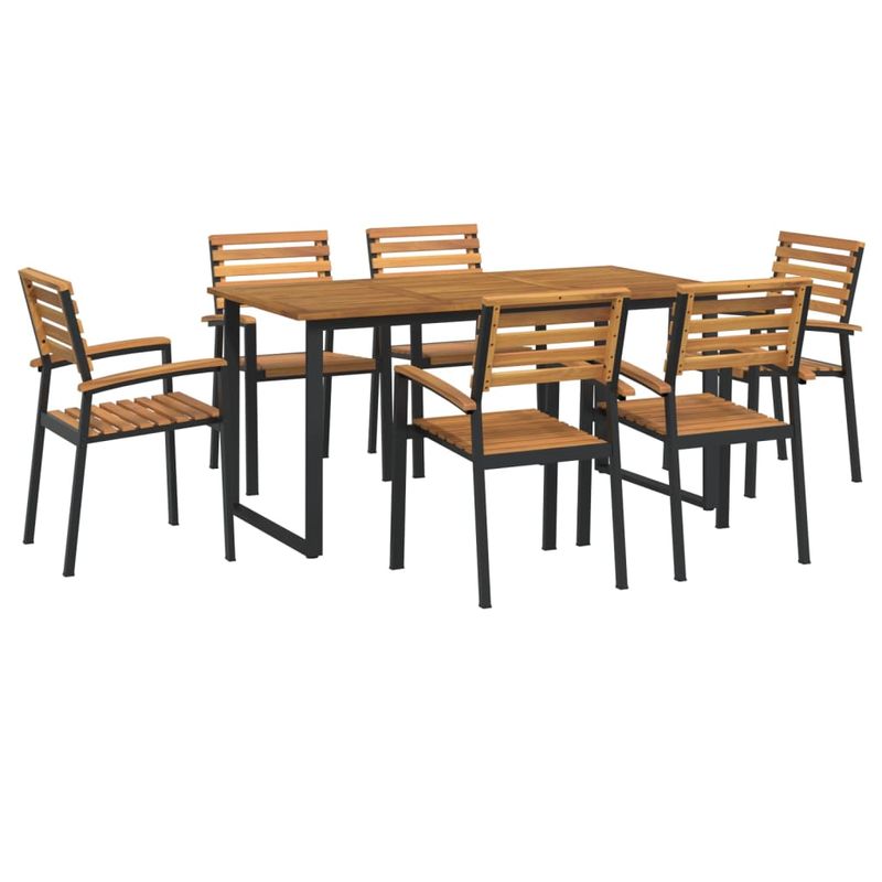 Casa si Gradina - Gradina si terasa - Mobilier exterior - Seturi mobila gradina - Set mobilier de gradina, 7 piese, lemn masiv de acacia si metal - Infinity.ro