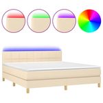 Casa si Gradina - Mobilier - Paturi si accesorii - Paturi - Pat cu arcuri, saltea si LED, crem, 160x200 cm, textil - Infinity.ro