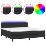 Casa si Gradina - Mobilier - Paturi si accesorii - Paturi - Pat cu arcuri, saltea si LED, negru, 160x200cm, piele ecologica - Infinity.ro