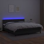 Casa si Gradina - Mobilier - Paturi si accesorii - Paturi - Pat cu arcuri, saltea si LED, negru, 160x200cm, piele ecologica - Infinity.ro