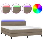Casa si Gradina - Mobilier - Paturi si accesorii - Paturi - Pat cu arcuri, saltea si LED, gri taupe, 160x200 cm, textil - Infinity.ro