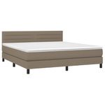 Casa si Gradina - Mobilier - Paturi si accesorii - Paturi - Pat cu arcuri, saltea si LED, gri taupe, 160x200 cm, textil - Infinity.ro