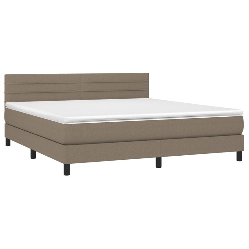 Casa si Gradina - Mobilier - Paturi si accesorii - Paturi - Pat cu arcuri, saltea si LED, gri taupe, 160x200 cm, textil - Infinity.ro