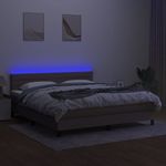 Casa si Gradina - Mobilier - Paturi si accesorii - Paturi - Pat cu arcuri, saltea si LED, gri taupe, 160x200 cm, textil - Infinity.ro