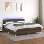 Casa si Gradina - Mobilier - Paturi si accesorii - Paturi - Pat cu arcuri, saltea si LED, maro inchis, 160x200 cm, textil - Infinity.ro