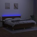 Casa si Gradina - Mobilier - Paturi si accesorii - Paturi - Pat cu arcuri, saltea si LED, maro inchis, 160x200 cm, textil - Infinity.ro