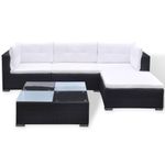 Casa si Gradina - Gradina si terasa - Mobilier exterior - Seturi mobila gradina - Set mobilier de gradina cu perne, 5 piese, negru, poliratan - Infinity.ro