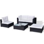 Casa si Gradina - Gradina si terasa - Mobilier exterior - Seturi mobila gradina - Set mobilier de gradina cu perne, 5 piese, negru, poliratan - Infinity.ro