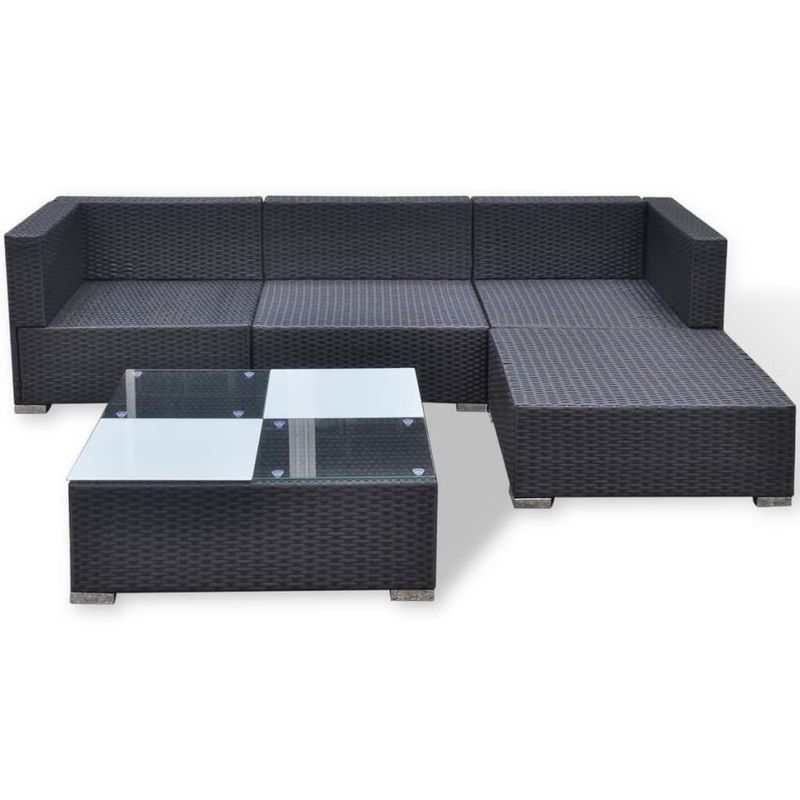 Casa si Gradina - Gradina si terasa - Mobilier exterior - Seturi mobila gradina - Set mobilier de gradina cu perne, 5 piese, negru, poliratan - Infinity.ro