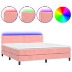 Casa si Gradina - Mobilier - Paturi si accesorii - Paturi - Pat continental cu saltea și LED, roz, 180x200 cm, catifea, model unică și cuie de tapițerie - Infinity.ro