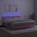 Casa si Gradina - Mobilier - Paturi si accesorii - Paturi - Pat continental cu saltea și LED, roz, 180x200 cm, catifea, model unică și cuie de tapițerie - Infinity.ro