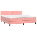 Casa si Gradina - Mobilier - Paturi si accesorii - Paturi - Pat continental cu saltea și LED, roz, 180x200 cm, catifea, model unică și cuie de tapițerie - Infinity.ro