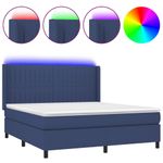 Casa si Gradina - Mobilier - Paturi si accesorii - Paturi - Pat cu arcuri, saltea si LED, albastru, 160x200 cm, textil - Infinity.ro