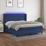 Casa si Gradina - Mobilier - Paturi si accesorii - Paturi - Pat cu arcuri, saltea si LED, albastru, 160x200 cm, textil - Infinity.ro