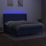 Casa si Gradina - Mobilier - Paturi si accesorii - Paturi - Pat cu arcuri, saltea si LED, albastru, 160x200 cm, textil - Infinity.ro