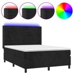 Casa si Gradina - Mobilier - Paturi si accesorii - Paturi - Pat cu arcuri, saltea si LED, negru, 140x190 cm, catifea - Infinity.ro