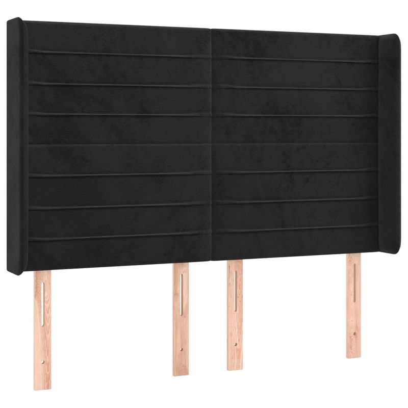 Casa si Gradina - Mobilier - Paturi si accesorii - Paturi - Pat cu arcuri, saltea si LED, negru, 140x190 cm, catifea - Infinity.ro