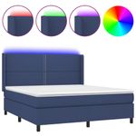 Casa si Gradina - Mobilier - Paturi si accesorii - Paturi - Pat cu arcuri, saltea si LED, albastru, 180x200 cm, textil - Infinity.ro