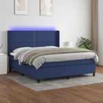 Casa si Gradina - Mobilier - Paturi si accesorii - Paturi - Pat cu arcuri, saltea si LED, albastru, 180x200 cm, textil - Infinity.ro