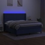 Casa si Gradina - Mobilier - Paturi si accesorii - Paturi - Pat cu arcuri, saltea si LED, albastru, 180x200 cm, textil - Infinity.ro
