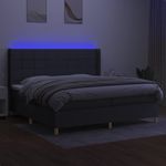 Casa si Gradina - Mobilier - Paturi si accesorii - Paturi - Pat cu arcuri, saltea si LED, gri inchis, 200x200 cm, textil - Infinity.ro