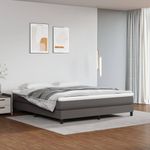 Casa si Gradina - Mobilier - Paturi si accesorii - Paturi - Pat box spring cu saltea, gri, 160x200 cm, piele ecologica - Infinity.ro